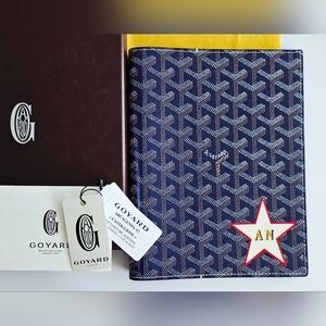 Goyard Navy Blue Goyardine Agenda/Document Cover